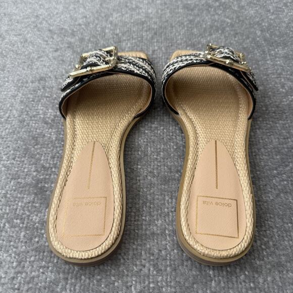 Dolce Vita Shoes Womens Size 7 Raffia Buckle Slide Sandals Flats Ilexa Summer - Picture 4 of 7